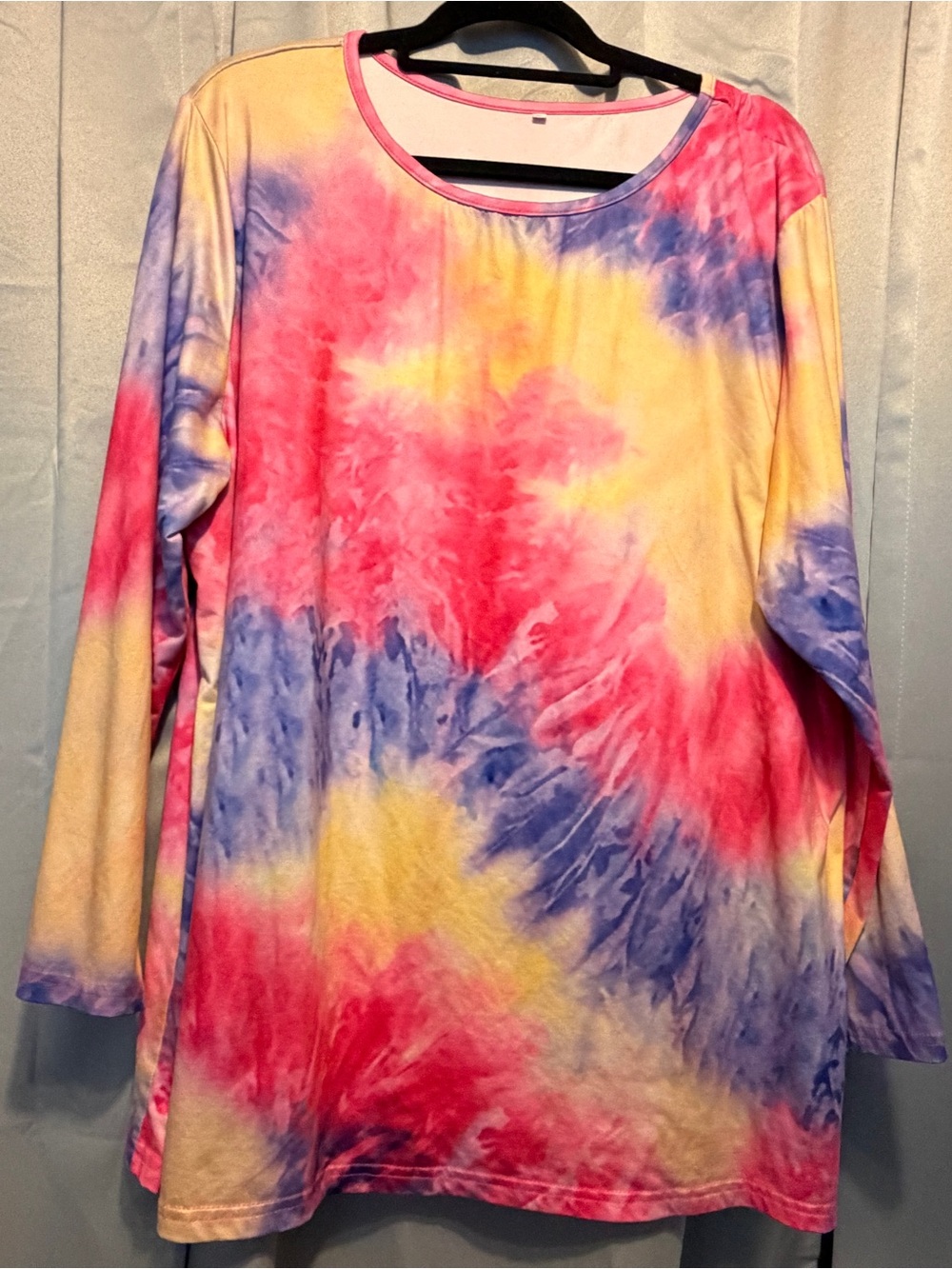 Tie-Dye Long Sleeve Women’s Top in Pink, Yellow & Purple